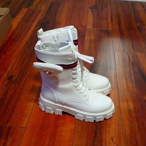 White combat boots